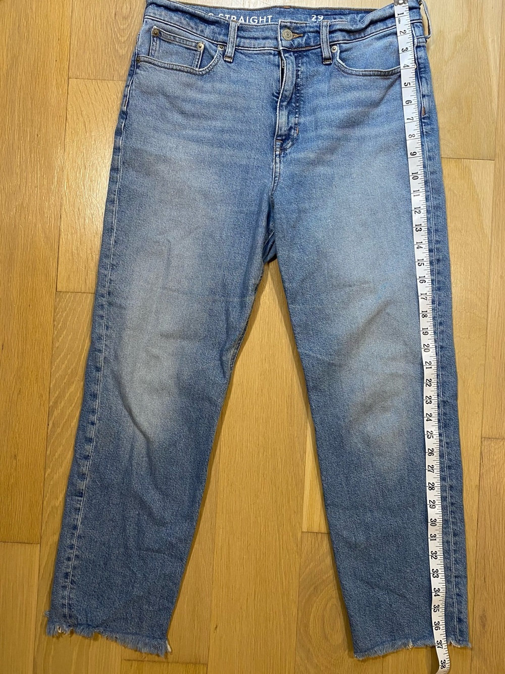 J. Crew High Rise Straight Leg Raw Hem Denim Blue Medium Wash Size 29 - Picture 10 of 12